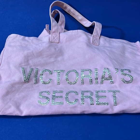 Victoria's Secret Handbags - Y2K Victoria’s Secret Pink Canvas Tote With Rhinestones